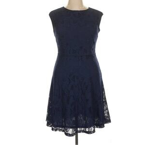 Wisp Size 10 Navy Blue Leah Lace Knit Dress Stitchfix Crochet Lace Overlay NEW